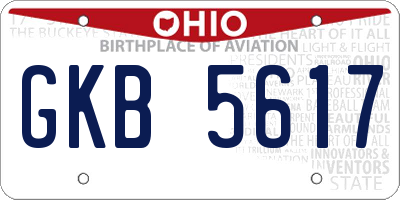 OH license plate GKB5617