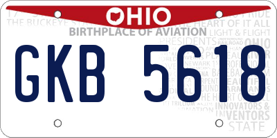OH license plate GKB5618
