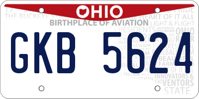 OH license plate GKB5624
