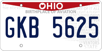 OH license plate GKB5625