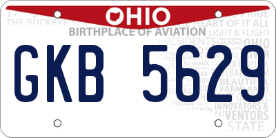 OH license plate GKB5629