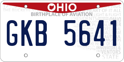 OH license plate GKB5641