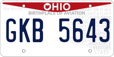 OH license plate GKB5643