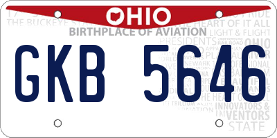 OH license plate GKB5646