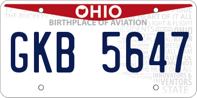 OH license plate GKB5647