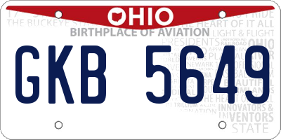 OH license plate GKB5649