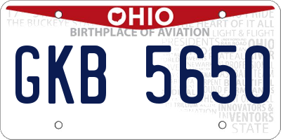 OH license plate GKB5650