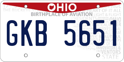 OH license plate GKB5651