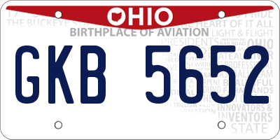 OH license plate GKB5652