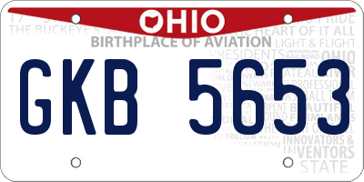OH license plate GKB5653