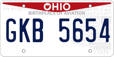 OH license plate GKB5654