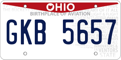 OH license plate GKB5657