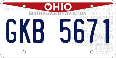 OH license plate GKB5671