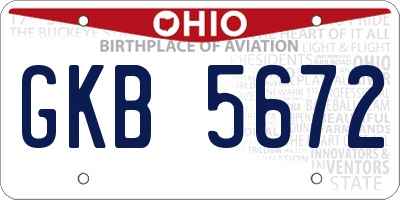OH license plate GKB5672