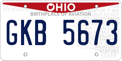OH license plate GKB5673