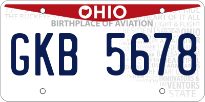 OH license plate GKB5678