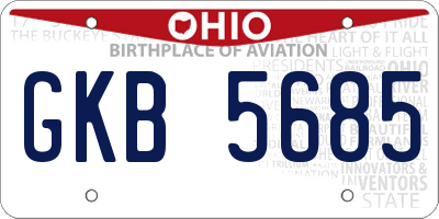 OH license plate GKB5685