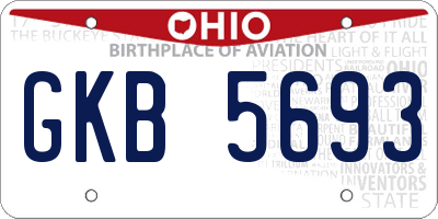 OH license plate GKB5693