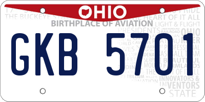 OH license plate GKB5701