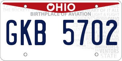 OH license plate GKB5702