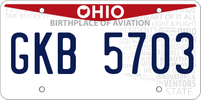 OH license plate GKB5703