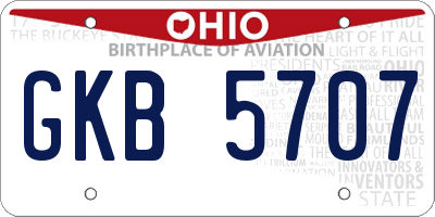 OH license plate GKB5707