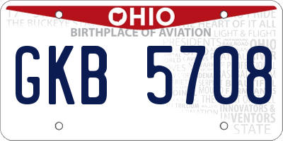 OH license plate GKB5708