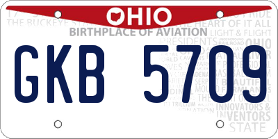 OH license plate GKB5709