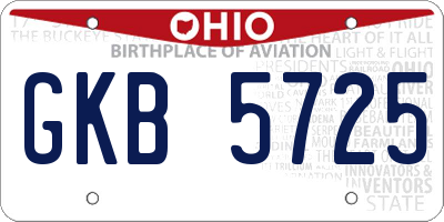 OH license plate GKB5725