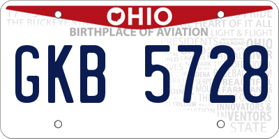 OH license plate GKB5728