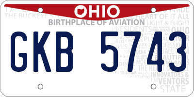 OH license plate GKB5743