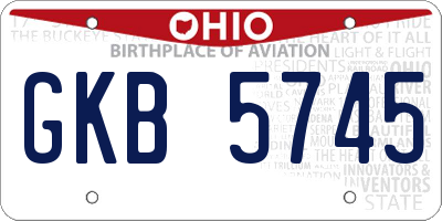 OH license plate GKB5745