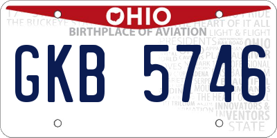 OH license plate GKB5746