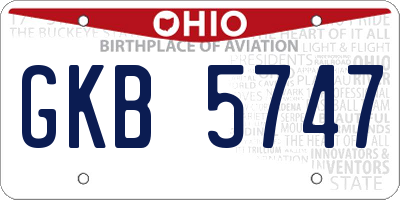 OH license plate GKB5747
