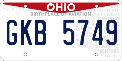 OH license plate GKB5749