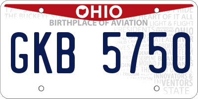 OH license plate GKB5750
