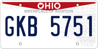 OH license plate GKB5751