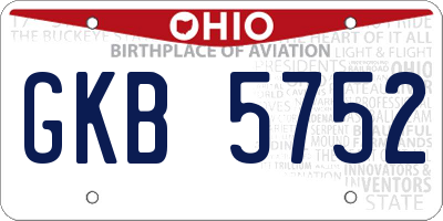 OH license plate GKB5752