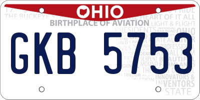 OH license plate GKB5753