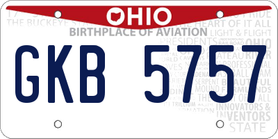 OH license plate GKB5757