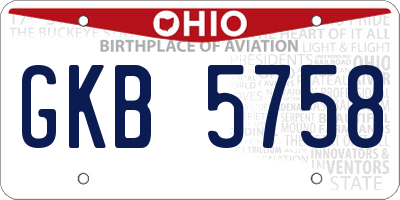 OH license plate GKB5758