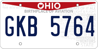 OH license plate GKB5764