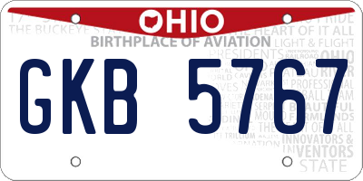 OH license plate GKB5767