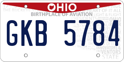 OH license plate GKB5784