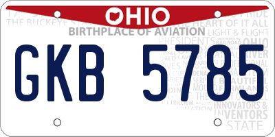 OH license plate GKB5785