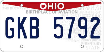 OH license plate GKB5792
