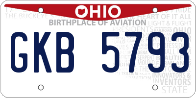 OH license plate GKB5793