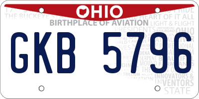 OH license plate GKB5796