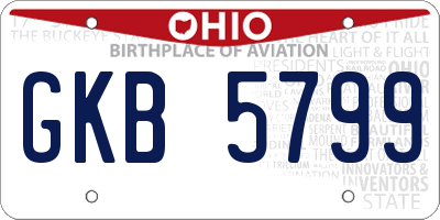 OH license plate GKB5799