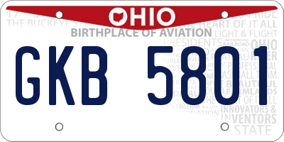 OH license plate GKB5801